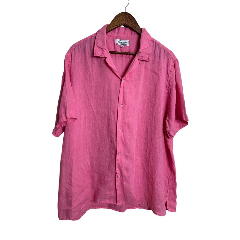 Europann Saint-Tropez 100% Linen Button Front Camp Shirt Mens 5/XXL